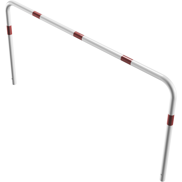 Hoop of steel tube |  48 x 2,5 mm | without cross bar | for casting in concrete | total width 2000 mm | total height 1000 mm | hot-dip galvanized and white coatedwith red reflecting stripes